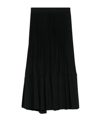 Junya Watanabe Wool Flared Tiered Midi Skirt In Black