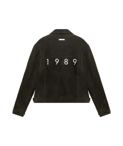 1989 Studio Suede Shearling Jacket With Embroidered Logo In Black