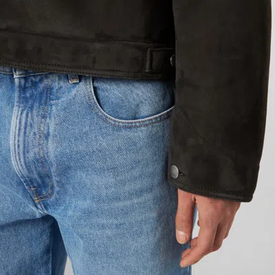 1989 Studio Suede Shearling Jacket With Embroidered Logo In Black