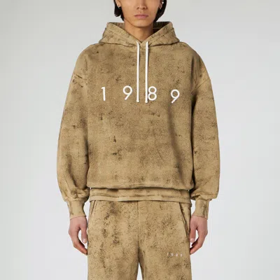 1989 Studio Brushed Cotton Hoodie With Embossed Logo In Neutral