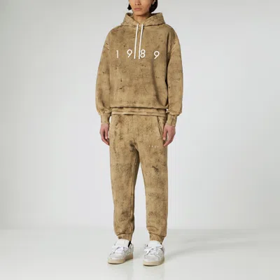 1989 Studio Brushed Cotton Hoodie With Embossed Logo In Neutral