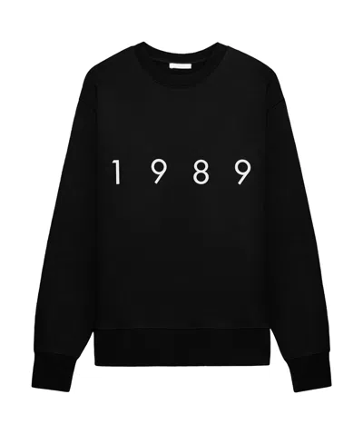 1989 Studio Brushed Cotton Crew Neck Sweatshirt With Embossed Logo In Black