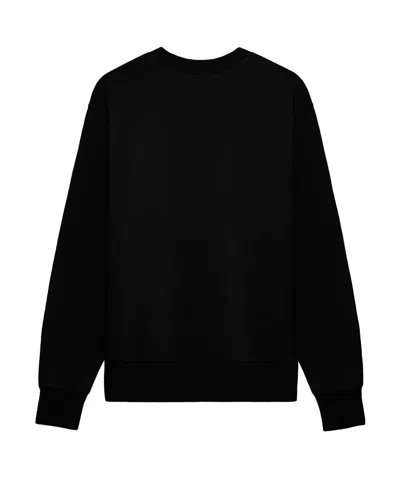 1989 Studio Brushed Cotton Crew Neck Sweatshirt With Embossed Logo In Black