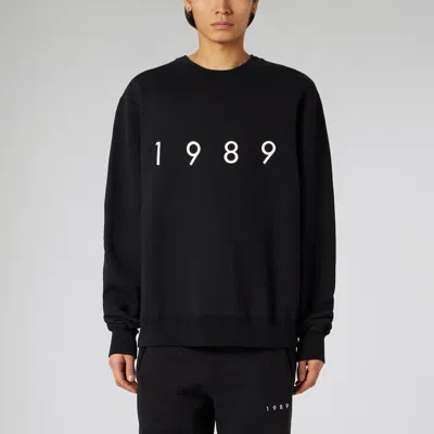 1989 Studio Brushed Cotton Crew Neck Sweatshirt With Embossed Logo In Black