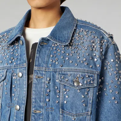 1989 Studio Denim Trucker Jacket Crystals Blue In Light Blue
