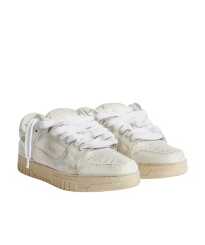 1989 Studio Lived-in Leather Skate Dirty Mid-top Sneakers In White