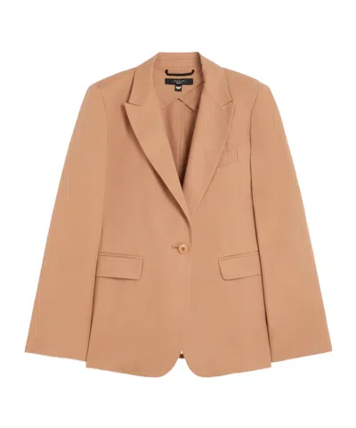 Weekend Max Mara Quito Cotton & Linen Canvas Wide Jacket In Desert-colored
