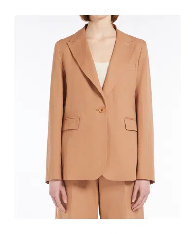Weekend Max Mara Quito Cotton & Linen Canvas Wide Jacket In Desert-colored