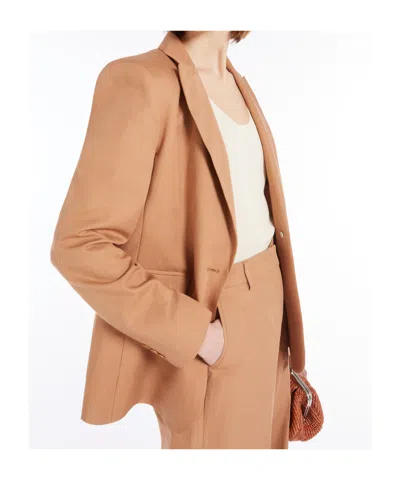 Weekend Max Mara Quito Cotton & Linen Canvas Wide Jacket In Desert-colored