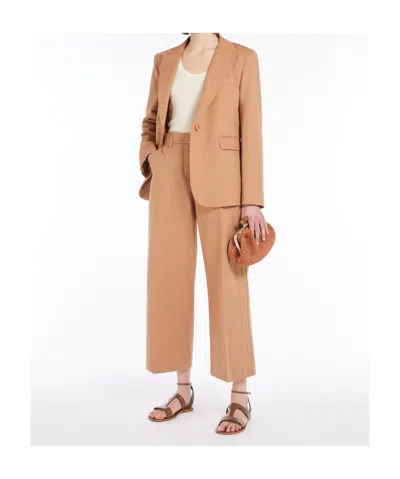 Weekend Max Mara Quito Cotton & Linen Canvas Wide Jacket In Desert-colored