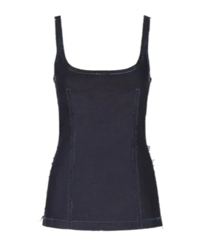 Marni Denim Corset Top In Blue Black