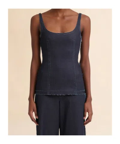 Marni Denim Corset Top In Blue Black