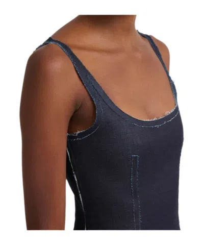 Marni Denim Corset Top In Blue Black