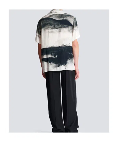 Balmain Moon Camp-collar Logo-embroidered Printed Twill Shirt In Multi