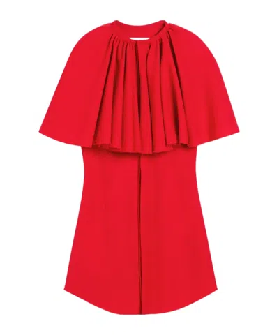 Ami Alexandre Mattiussi Red Wool Shirt Dress With Ruff Red In Poppy