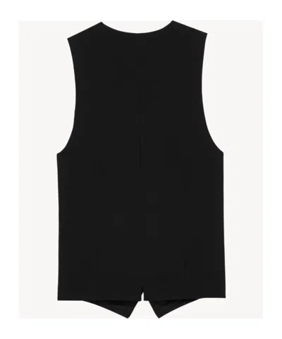 Saint Laurent V-neck Vest In Black