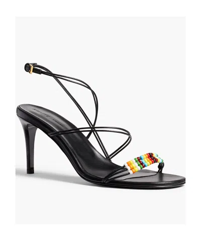 Khaite Loop Bead-embellished Leather Sandals In Black