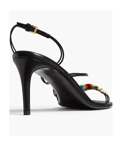 Khaite Loop Bead-embellished Leather Sandals In Black