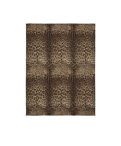 Dolce & Gabbana Leopard Print Blanket In Multicolor