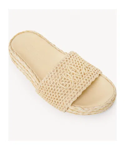 Chloé Sandalia Isla Natural Crochet Y Esparto In Neutral