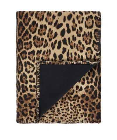 Dolce & Gabbana Leopard Print Blanket In Multicolor