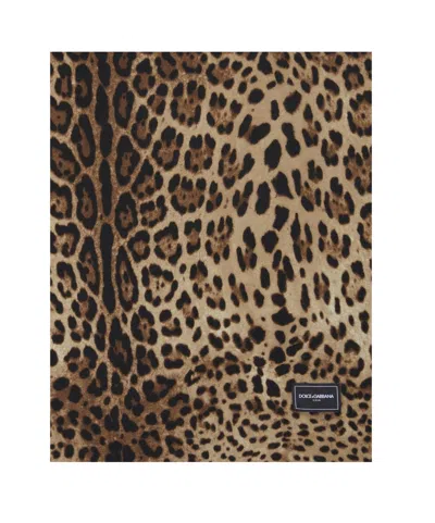 Dolce & Gabbana Leopard Print Blanket In Multicolor