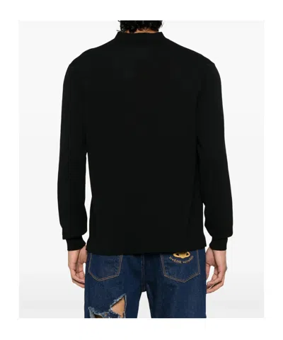 Vivienne Westwood Black V Neck Cardigan With Orb Embroidery In Cotton And Cashmere
