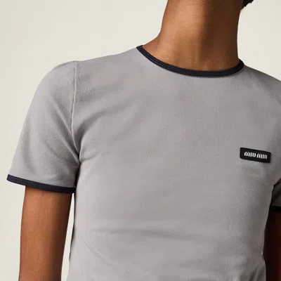 Miu Miu Lightweight T-shirt In Gray  Blue