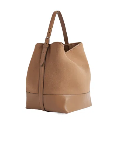 Totême Double Wool Belted Tote In Camel