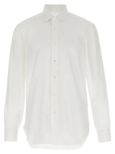 Barba Napoli Honeycomb-pattern Cotton Shirt In White