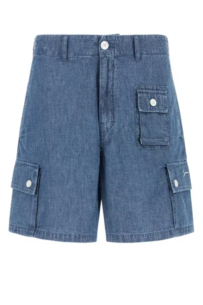 Givenchy Denim Cargo Shorts In Light Blue