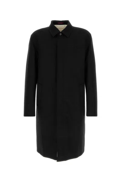 Gucci Wool Coat With Long Sleeves And Side Pockets In Black
