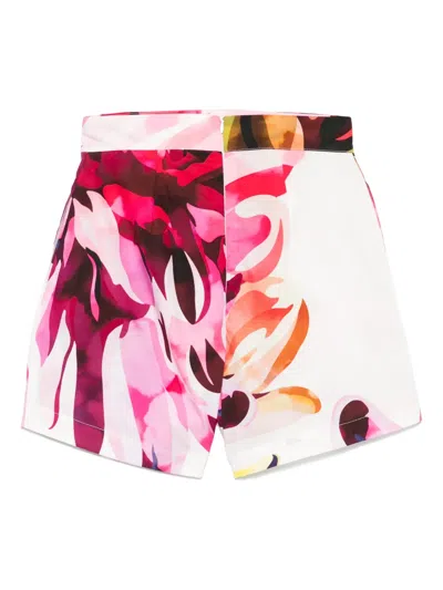 Amotea Abstract Floral Shorts With Tailored Fit In Pink