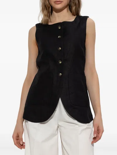Posse Emma Linen Vest In Black