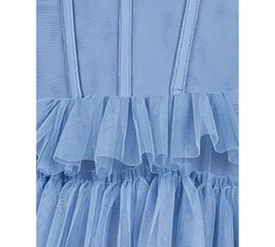 B Darlin Juniors' Corset Ruffled Gown In Chambray