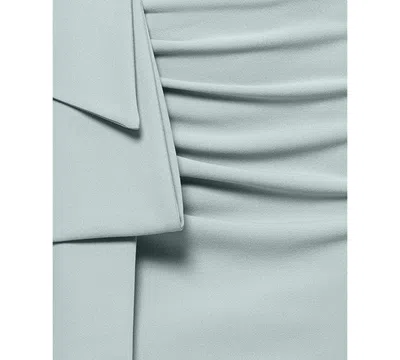 Xscape Petite Off-the-shoulder-sleeve Draped Gown In Sage