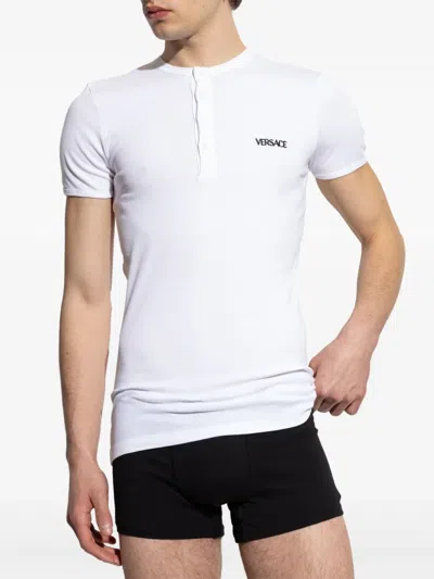 Versace Embroidered Logo Under Shirt In White