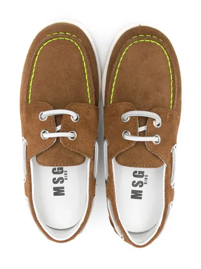 Msgm Suede Deck Shoes In Brown
