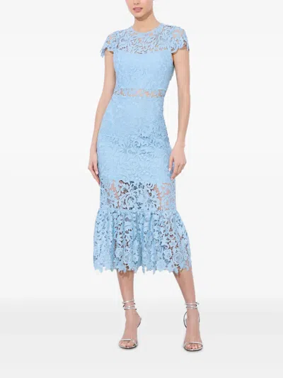Alice And Olivia Clover Open Back Lace Dress In Blue
