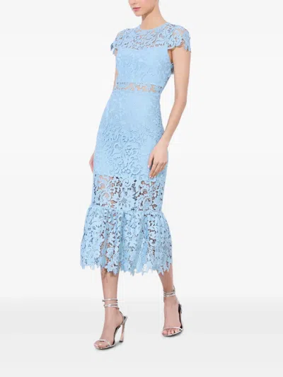 Alice And Olivia Clover Open Back Lace Dress In Blue