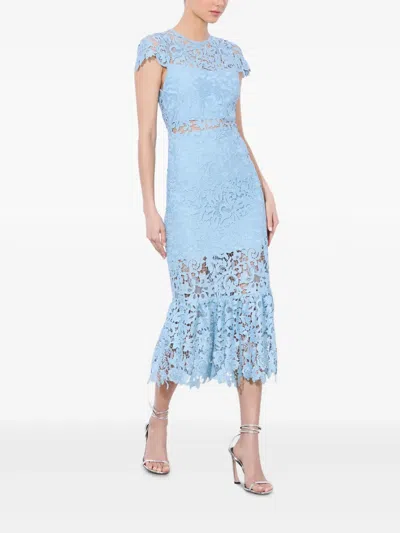 Alice And Olivia Clover Open Back Lace Dress In Blue