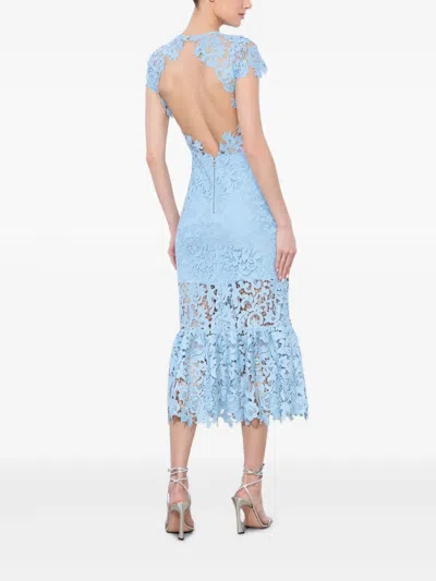 Alice And Olivia Clover Open Back Lace Dress In Blue