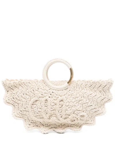 Chloé Small Crochet Tote Bag With Circular Handles In White