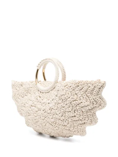 Chloé Small Crochet Tote Bag With Circular Handles In White