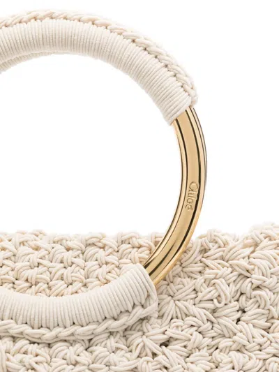 Chloé Small Crochet Tote Bag With Circular Handles In White