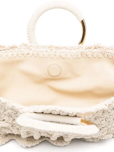 Chloé Small Crochet Tote Bag With Circular Handles In White