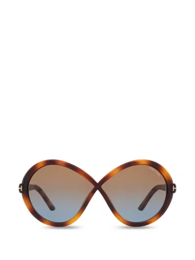 Tom Ford Womens Brown Tr001772 Jada Butterfly-frame Injected Sunglasses In Green