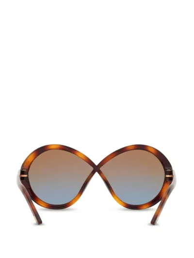 Tom Ford Womens Brown Tr001772 Jada Butterfly-frame Injected Sunglasses In Green