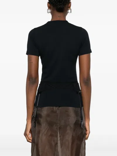 Balenciaga Women Black Crewneck T-shirt With Underwear Detail On The Waist In Cotton Woman In Black