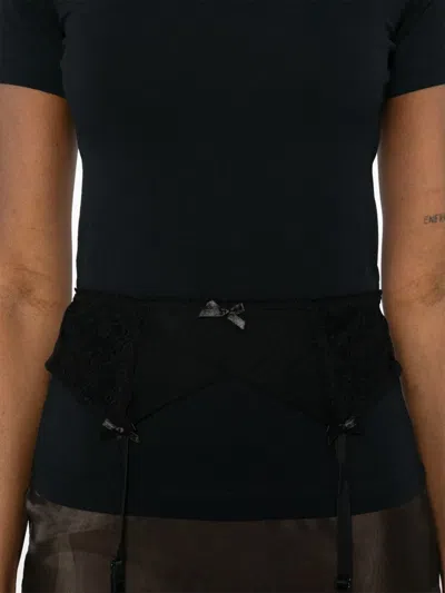 Balenciaga Women Black Crewneck T-shirt With Underwear Detail On The Waist In Cotton Woman In Black